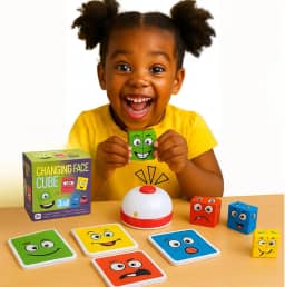 Brinquedo Educativo 3 EM 1 Cubo das Emoções com sininho - Monta cara e Pares Malucos Jogo Pedagógico Criativo e Divertido para Crianças, Meninos e Meninas, Didático Lúdico 3+ Anos