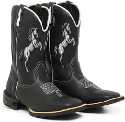 Bota Texana Feminina Com Bordado Cavalo Botina Country Texana