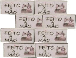 Etiqueta Termocolante Palavra Pronta Feito Á Mão Para Costura Criativa, Bordado, Bolsas, Crochê, Enxoval com 50 unidades