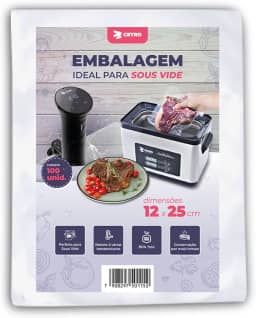 CETRO Embalagem para Sous Vide 12x25cm – 100 Unidades, Reutilizável, Nylon Poli, Transparente