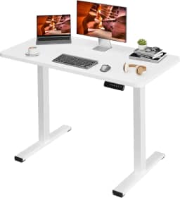 Mesa Eletrica Ajustavel com Regulagem de Altura para Escritório e Home Office Escrivaninha Gamer com Tampo Inteiro 120x60cm Estação de Trabalho Ergonômica para Computador e Notebook Branca
