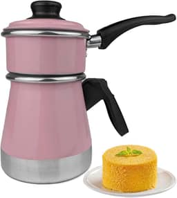 Cuscuzeiro Duplex a Vapor Porção Individual Mini Cuscuzeira Dupla com Tampa Faz Cuscuz e Legumes (Rosa)