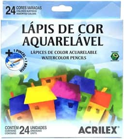Lápis de Cor Aquarelavel Caixa com 24 unidades + 1 Pincel - Acrilex