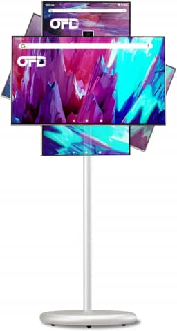 OFD Tv Portátil De 27 Polegadas Sobre Rodas, Monitor Touchscreen De 1080P Com Base Móvel, 6+128 Gb De Armazenamento, Rotação De 90°, Tv Móvel Em Modo Standbyme, 100% Srgb, Bateria De 9000 Mah, Andr