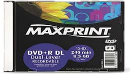 MÍDIA DVD+R Dual Layer Gravável MAXPRINT 8.5 GB - 240 MIN - 8X - Slim