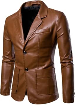 2023 Spring Autumn Fashion New Men's Lapel Leather Dress Suit Coat Male Business Casual Pu Blazers Jacket