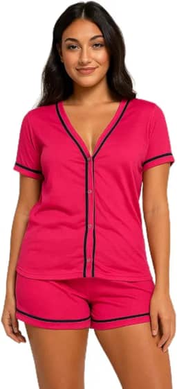 Pijama Curto Manguinha Blogueira Botão Aberto Adulto Amamentação americano verão meia estação fresquinho