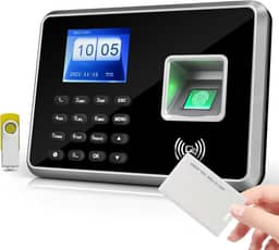 Bisofice Relógio De Ponto Biométrico Bisofice, Máquina Controle Para Funcionários Com Suporte 1000 Unidades, Reconhecimento Impressão Digital/Senha/Cartão Identificação, Sistema 5 Idiomas, Porta Usb