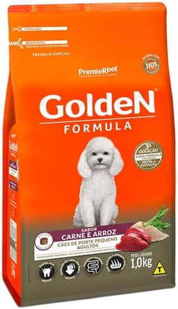 Ração Golden Fórmula Mini Bits Para Cães Adultos Pequeno Porte Sabor Carne E Arroz, 1Kg Premier Pet Para Todas Pequeno Adulto,