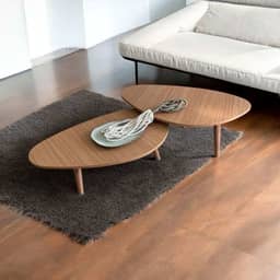 Kit 2 Mesas de Centro Orgânicas Pés Palito em Madeira Mel