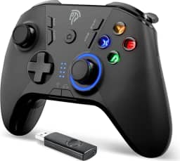 EasySMX Controlador de jogos sem fio para Windows PC/Steam Deck/PS3/Android TV Box, joystick com vibração dupla plug and play gamepad com 4 teclas personalizadas, bateria até 14 horas,