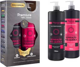 Premisse Kit Profissional Reparação Pós-Química, Shampoo e Condicionador, 1L Cada, com Hidrolisado de Algarrobo e Proteína de Soja, para Cabelos Danificados