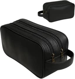 Necessaire Masculina Couro Legítimo Grande bolsa porta objeto viagem Organizador MONOLO (Preto)