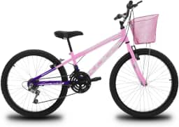 Bike Aro 24 Infantil com Quadro em Aço Marca KOG 18 Velocidades 3x6 Marchas Tipo Feminina Freios V-Brake e Garfo Rígido