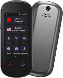 Tradutor Inteligente Portátil 138 Idiomas com Tradução Instantânea de Voz, Texto e Foto, IA Integrada, Tela Touch 3D, Bluetooth, Câmera 8MP e Bateria de Longa Duração para Viagens e Negócios