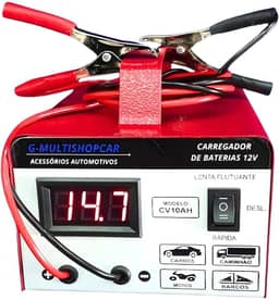 Carregador de Bateria Automotivo 12v 10ah Flutuante Cv10 Carro Moto Carga Lenta e Rapida