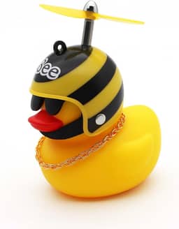 Patinho De Borracha Amarelo Para Moto Carro Bicicleta Infantil Com Capacete Enfeite Divertido Guidão Retrovisor (Moto/Bicicleta)