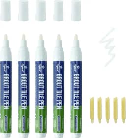 5 Peças de Caneta de Rejunte para Azulejos, Caneta de Reparo Doméstico, Marcadores de Tinta para Azulejos, Piso, Parede, Banheiro, Cozinha, Ferramentas de Reparo (Branco)