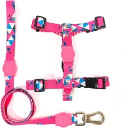 kit Coleira: Peitoral Modelo H + Guia (G, Pink)