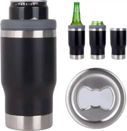 Copo termico com abridor e tampa, Copo termico para cerveja chopp bebidas gelada e quente copo multu uso (Preto)