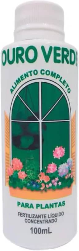 Ouro Verde Fertilizante Líquido Concentrado para Plantas, Alimento Completo, 100ml