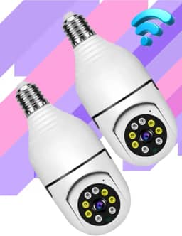 Kit 2 Câmera Segurança Wifi 360 Lâmpada Prova Dágua Giratória Visão Noturna Infravermelho - Camera de Vigilância