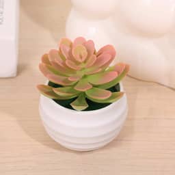 1 pacote com mini plantas suculentas artificiais de aloe - plantas falsas em vasos de toque real com vasos de cerâmica, decoração de mesa pequena para casa, escritório, mesa e prateleira (rosa)