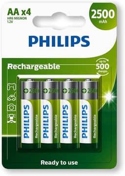 Pilha Recarregavel Philips Aa De 2500Mah 4 Unidades 1.2V