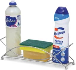 Porta Detergente Esponja Bucha Sabão Organizador Pia Cozinha Suporte Cromado
