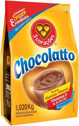 3 Corações Achocolatado em Pó Chocolatto, Pacote 1kg