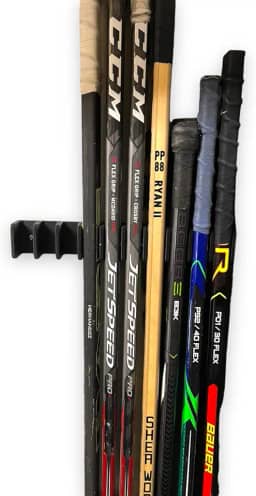 Suporte de parede para taco de hóquei com 10 tacos | Organizador de taco de hóquei no gelo | Sênior | Organizador de taco de hóquei comporta até 10 tacos | Inclui parafusos de montagem pretos