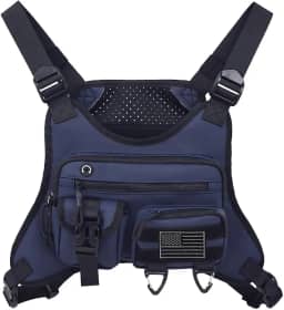 Colete tático para atividades ao ar livre, respirável, leve, tecido oxford, vários bolsos (preto/cinza/azul)