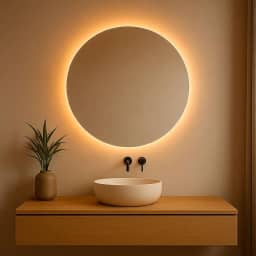 Espelho Redondo Com Led Lapidado Decorativo Luxo (60cm)