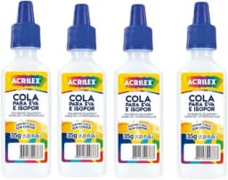 Acrilex Cola Liquida Incolor para Eva e Isopor, 35g, Lavável, Escolar e Artesanato