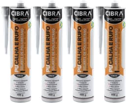 Kit 4 Selantes PU Calha e Rufo Selante de Poliuretano Adesivo Vedante Cinza Cibra Flex