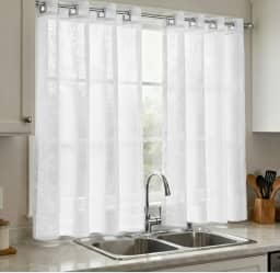 Cortina Voil Gaze De Linho Branco 2,80x1,40 Sem Forro Cozinha