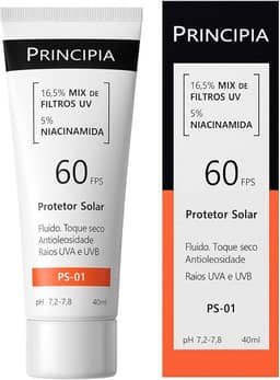 Protetor Solar Facial Principia FPS 60, 16,5% Mix de Filtros UV + 5% Niacinamida FPS 60 PS-01 com 40ml