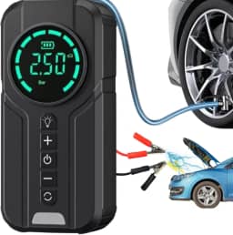 Carregador de Bateria Top Portátil 3 em 1 com Compressor de Ar para encher pneus, Luz de Emergência, Power Bank para Carro e Moto – Ideal para Viagens