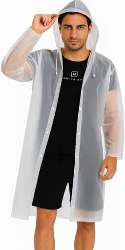 Capa de Chuva Reutilizável Transparente – EVA Premium, Leve, à Prova D’Água e Dobrável – Capa de Chuva Adulto Unissex para Shows, Viagens, Caminhadas