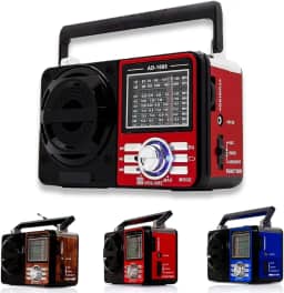 Rádio Portátil Fm/Am Bluetooth Usb Bivolt E Pilha - Caixa De Som 110V/220v Vintage Antigo Retro Recarregavel (VERMELHO)