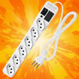 Extensão Régua Filtro De Linha Protetor Energia Elétrica 6 Tomadas Fiolux Powerlink 127 220 (1 Metro Branco)