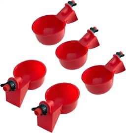 Kit 5 Bebedouro Para Aves Controle Automatico Nivel de Agua Ideal Para Galinheiro Fazenda Gaiola (Vermelho, Pequeno)