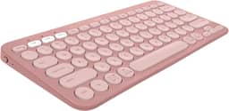 Teclado sem fio Logitech Pebble Keys 2 K380s com Conexão Bluetooth Easy-Switch e Pilha Inclusa - Compatível com PC, Mac, Chrome OS, Android, iOS e Apple TV, Layout US - Rosa