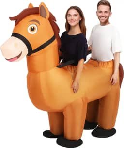 Yearntown Fantasia inflável para duas pessoas para adultos, cavalo inflável, para casais, fantasias de Halloween 2025, roupa divertida para cosplay