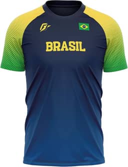 OverFame Camiseta Filtro UV Brasil - Masculina, Manga Longa, Amarela, PP a G2