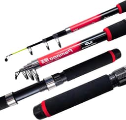 Jaú Pesca Vara Telescópica Pampoo, Molinete, Fibra de Vidro, 1,65m, Ação Média, Pesca Esportiva