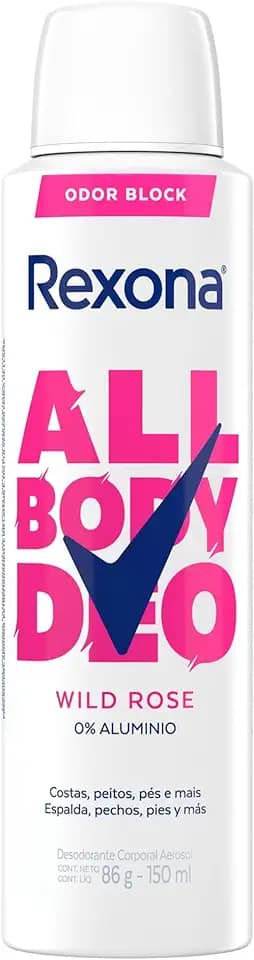 Rexona All Body, Desodorante Corporal Aerossol, Para o Corpo Todo, Wild Rose 150ml