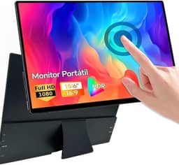 Monitor portátil de 15,6 polegadas com capa protetora, conectividade USB-C HDMI Full HD 1080p e alto-falantes integrados, compatível - Preto