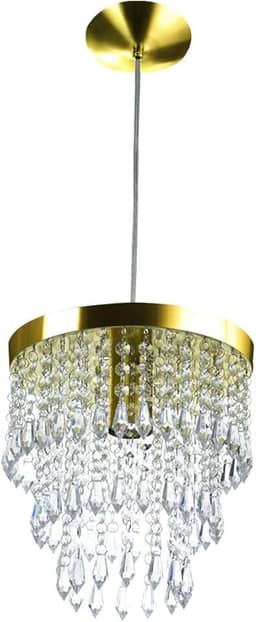 Lustre Pendente De Cristal Acrílico Manucrillic Dourado