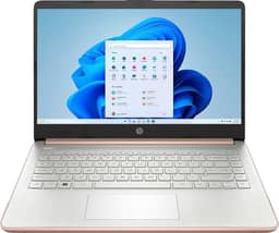 HP Laptop com tela HD de 14 polegadas (1366 x 768), Intel Celeron N4120, 1,1 GHz, 4 GB de memória, 128 GB eMMC, Windows 11 Home no modo S, um ano Office 365 incluído, ouro rosa, 14-dq0762dx